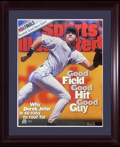 Derek Jeter Signed 16x20 Framed Photo Sports Illustrated Yankees Auto Steiner