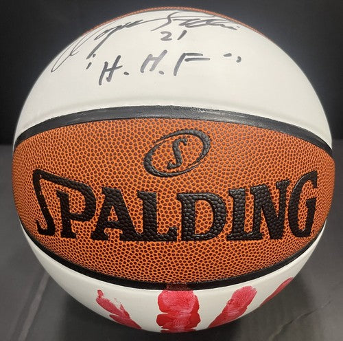 Dominique Wilkins Signed Handprint Spalding Basketball Auto Steiner NBA HoF #21