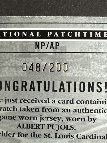 Albert Pujols 2004 Fleer Patch Works National Patchtime Game-Worn Jersey /200
