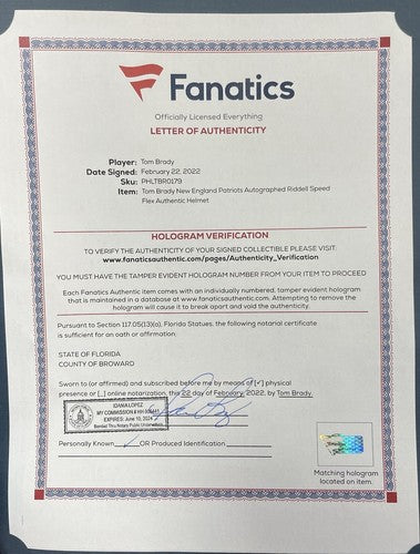 Tom Brady Signed Patriots Authentic Speed Flex Helmet FS Mint Auto Fanatics COA