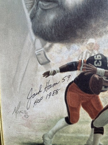 Jack Ham Signed 21x27 Framed Painted Canvas Steelers HOF 1988 Auto /59 Photo Coa