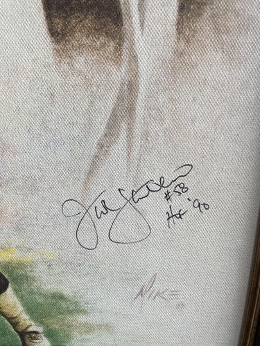 Jack Lambert Signed 21x27 Framed Painted Canvas Steelers HOF Auto /58 Photo Coa