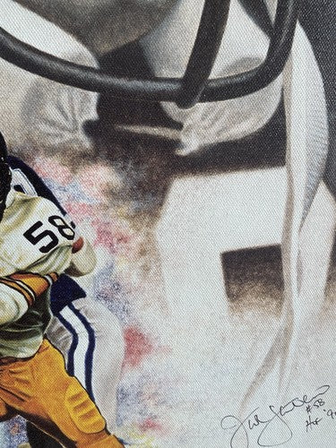 Jack Lambert Signed 21x27 Framed Painted Canvas Steelers HOF Auto /58 Photo Coa