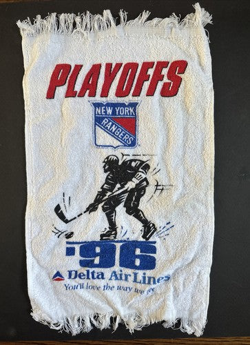 NY RANGERS 1996 RALLY TOWEL SGA MSG NHL HOCKEY STANLEY CUP PLAYOFFS 96 10x17