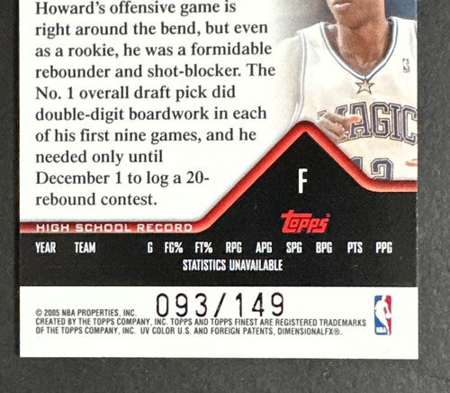 2004-05 Finest Refractor Red #159 Dwight Howard /149 Mint Rookie RC SP