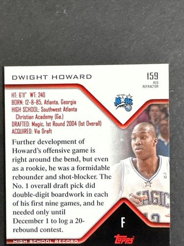 2004-05 Finest Refractor Red #159 Dwight Howard /149 Mint Rookie RC SP