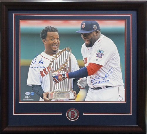 David Ortiz Pedro Martinez Signed 16x20 Framed Photo Red Sox Hof Final Game PSA