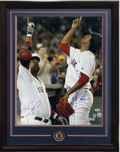 David Ortiz Pedro Martinez Signed 16x20 Framed Photo 2004 Ws Red Sox Auto PSA