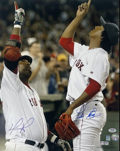 David Ortiz Pedro Martinez Signed 16x20 Framed Photo 2004 Ws Red Sox Auto PSA
