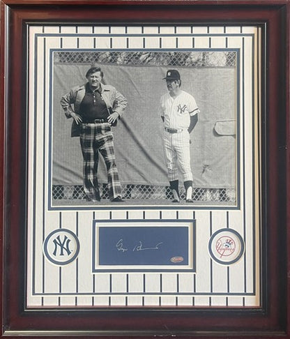 George Steinbrenner Signed 19x22 Framed Yankees Cut Auto W/Billy Martin Steiner