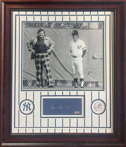 George Steinbrenner Signed 19x22 Framed Yankees Cut Auto W/Billy Martin Steiner