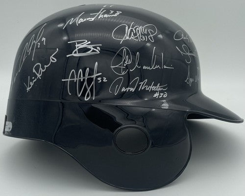 NY Yankees 2010 Team Signed Batting Helmet 26 Auto Berra Jeter Rivera MLB COA