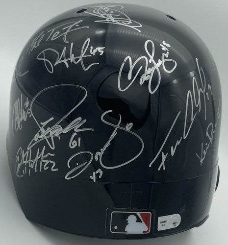 NY Yankees 2010 Team Signed Batting Helmet 26 Auto Berra Jeter Rivera MLB COA
