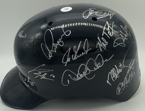 NY Yankees 2010 Team Signed Batting Helmet 26 Auto Berra Jeter Rivera MLB COA