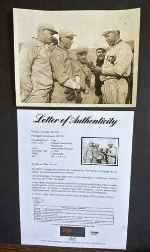 1921 Chief Bender Original Type 1 Photo International Newsreel Psa Coa Hof 6x8