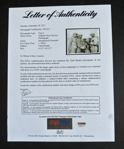 1921 Chief Bender Original Type 1 Photo International Newsreel Psa Coa Hof 6x8