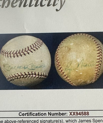 Mickey Mantle & Roger Maris Dual Signed Baseball 1961 Yankees Vintage auto Jsa