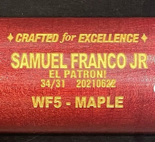 Wander Franco Rays Signed Game Model WF5 Maple Bat Rookie Autograph JSA COA