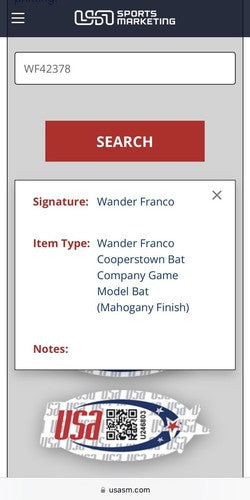 Wander Franco Rays Signed Game Model WF5 Maple Bat Rookie Autograph JSA COA