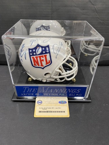 Eli Archie Peyton Manning Signed Riddell NFL Mini Helmet 3 Autograph Steiner COA
