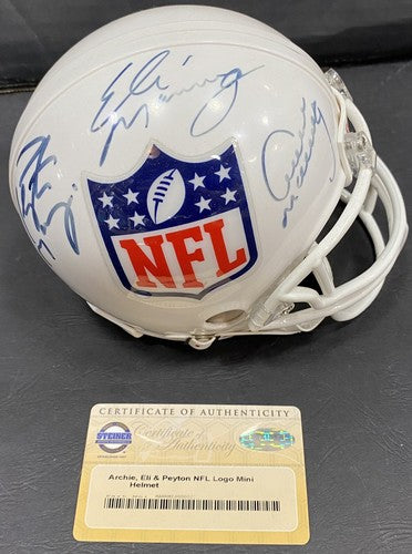 Eli Archie Peyton Manning Signed Riddell NFL Mini Helmet 3 Autograph Steiner COA