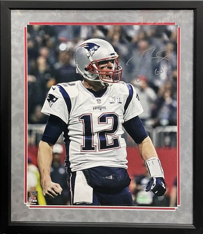 Tom Brady Patriots Signed 20x24 Photo Framed Super Bowl Let’s Go Auto Fanatics