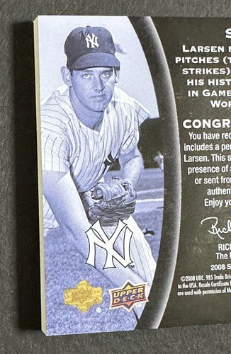 2008 UD Sweet Spot Signatures Don Larsen Signed Pg 1956 Ws Mint Auto Glove /150