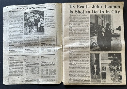 John Lennon Beatles Shot Newsday Newspaper  12/9/1980 Newsday Full Newspaper