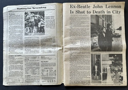 John Lennon Beatles Shot Newsday Newspaper  12/9/1980 Newsday Full Newspaper