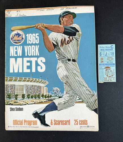 1965 Ny METS vs PIRATES Ticket Stub & Program Willie Stargell Hr Clemente 4 Hits