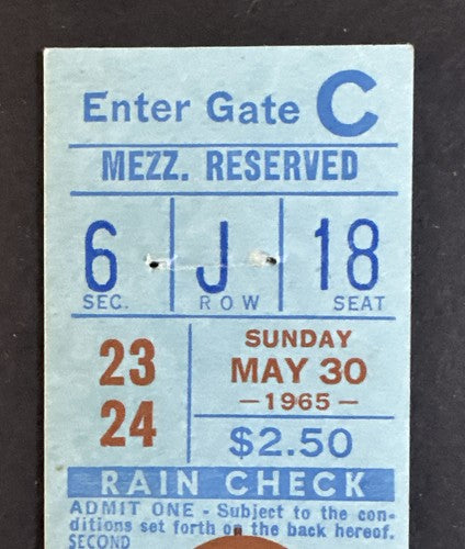 1965 Ny METS vs PIRATES Ticket Stub & Program Willie Stargell Hr Clemente 4 Hits
