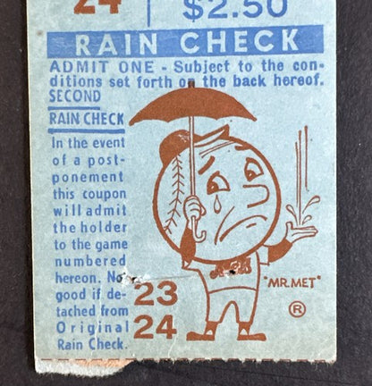 1965 Ny METS vs PIRATES Ticket Stub & Program Willie Stargell Hr Clemente 4 Hits