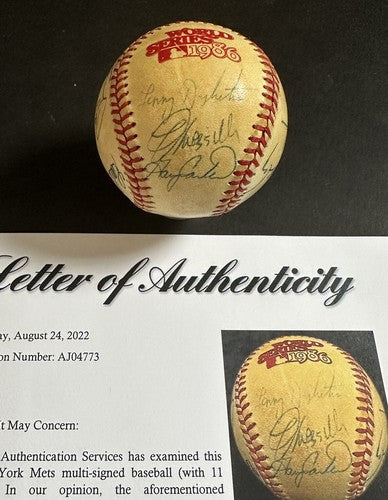 1986 Ny Mets Team Signed Official World Series Baseball Gary Carter 11 Auto Psa