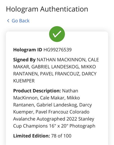 Colorado Avalanche Signed 16x20 Framed Photo Stanley Cup 6 Auto LE /100 Fanatics