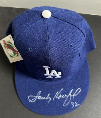 Sandy Koufax Signed Dodgers Game Model Baseball Hat Gem Mint #32 Auto Psa Hof