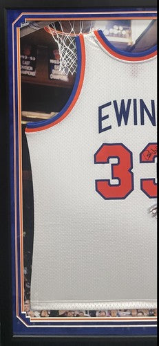 Patrick Ewing Signed 3D Framed NY Knicks White Jersey Auto Steiner COA HoF
