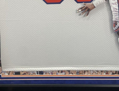 Patrick Ewing Signed 3D Framed NY Knicks White Jersey Auto Steiner COA HoF