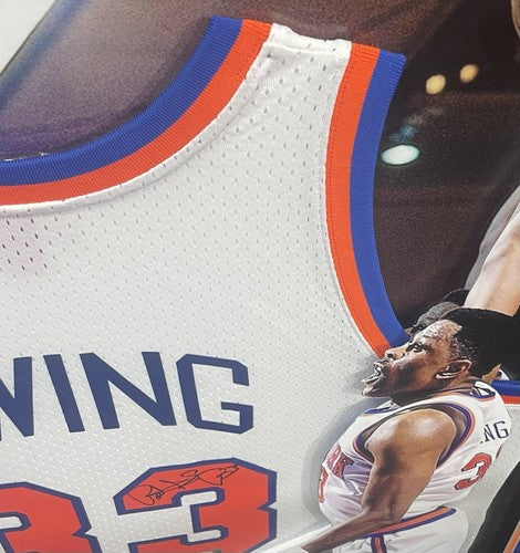 Patrick Ewing Signed 3D Framed NY Knicks White Jersey Auto Steiner COA HoF