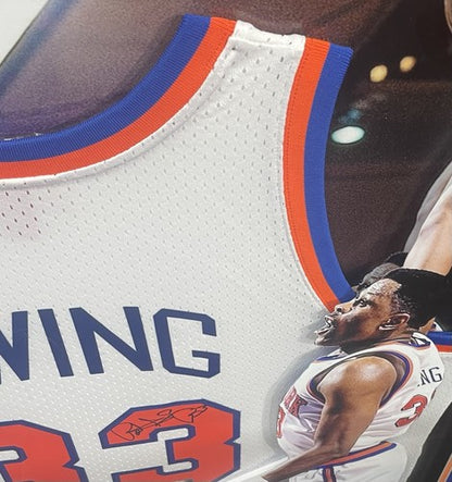 Patrick Ewing Signed 3D Framed NY Knicks White Jersey Auto Steiner COA HoF