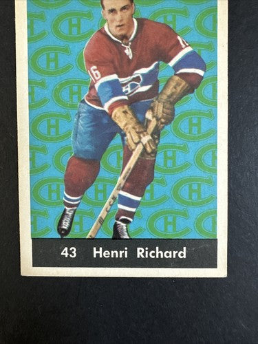 1961-62 Parkhurst Set-Break # 43 Henri Richard EX Centered Unscratched