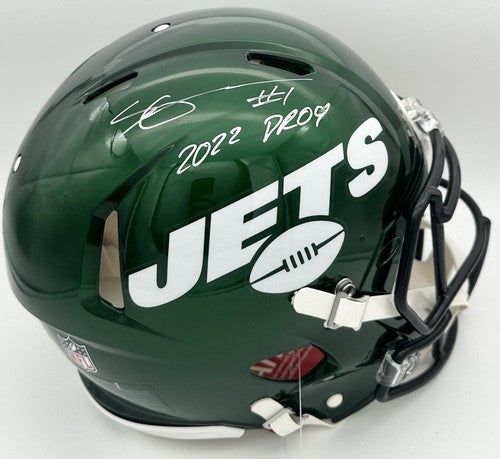 Sauce Gardner Jets Signed FS Speed Authentic FS Helmet 22 DROY Rookie Auto BAS