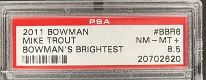 2011 Bowman’s Brightest Mike Trout #BBR6 PSA 8.5 Mint + LA Angels Rookie Card RC