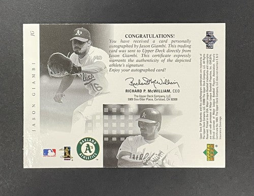 Jason Giambi Signed 2000 SP Authentic Chirography MVP Mint Auto Athletics