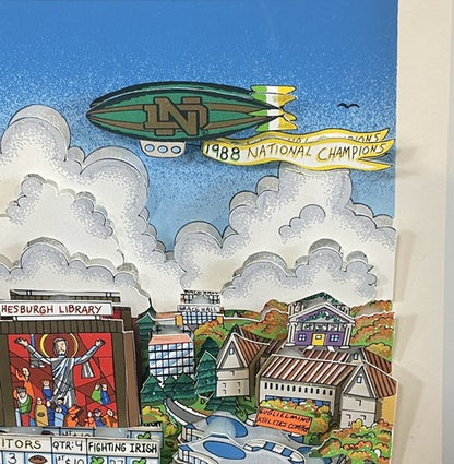 Lou Holtz Signed 1988 Champs Notre Dame Stadium 3D Fazzino Framed /100 Fanatics