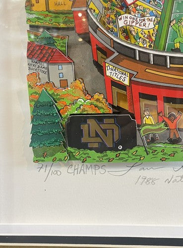 Lou Holtz Signed 1988 Champs Notre Dame Stadium 3D Fazzino Framed /100 Fanatics