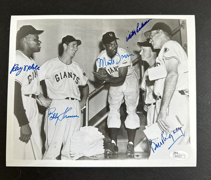 1951 Ny Giants Team Signed Monte Irvin Bobby Thomson Noble 5 auto 8x10 photo Jsa
