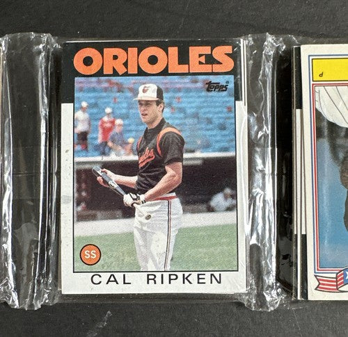 1986 Topps Baseball Rack Pack Cal Ripken Jr On Front Top Sealed Unopened