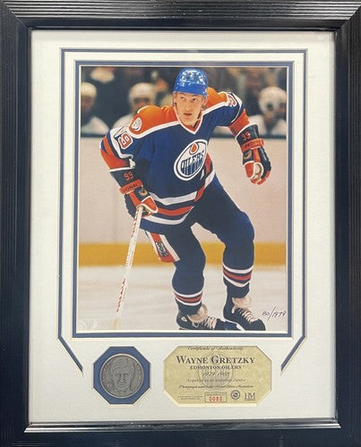 Wayne Gretzky 8x10 Framed Photo Highland Mint Career Silver Coin LE Oilers HoF