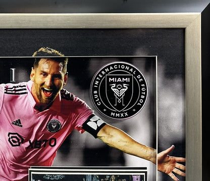 Lionel Messi Framed 3D Photo Facsimile Auto Inter Miami 1st Game Replica Ticket