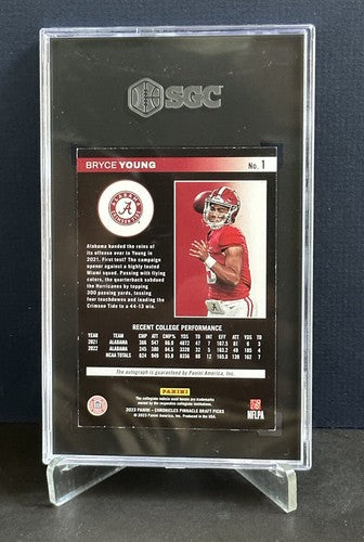 2023 Panini Chronicles Draft Picks Bryce Young Pinnacle Rookie 1/1 Auto SGC 7 Rc